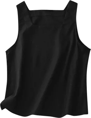 2025 Cotton Linen Tank Tops Sleeveless Square Neck Tees Shirts Women Elegant Solid Color Lightweight Comfy Blouses
