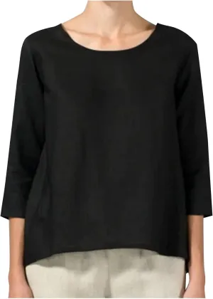 2025 Plus Size Linen Tops Peasant Shirts Women 3/4 Sleeve Dressy Tees Summer Crew Neck Loose Fit Flowy Tunics