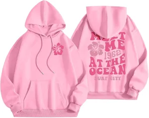 Graphic Sweatshirts for Women Womens Sweatshirt Graphic Oversized Casual Long Sleeve Hoodies Letter Print Drawstring Pullover Tops with Pocketof The Day Prime Today