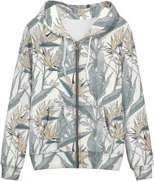 Irisjudy Women Oversized Hoodies Retro Boho Xmas Flower Hooded Jacket Island Totem Long-Sleeve Fall Outwear Sweatshirt Zip-up