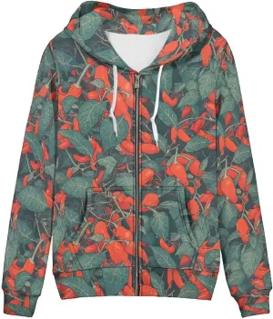 Irisjudy Women Sweatshirt Tops XS-5XL Island Tribal Sport Hoodies, Music Notes, Sunflowers Zip up Jackets Fall Pullovers
