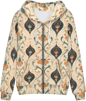 Irisjudy Women Sweatshirt Tops XS-5XL Island Tribal Sport Hoodies, Music Notes, Sunflowers Zip up Jackets Fall Pullovers