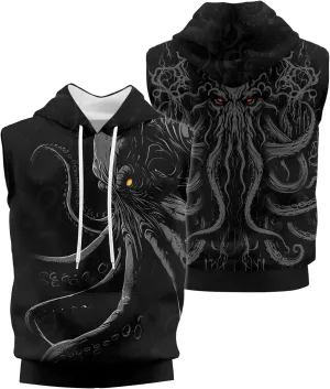 Octopus Gym Muscle Sweater for Men Workout Sleeveless Hoodie Gym Short Sleeve Hoodies