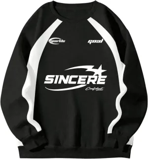 SHENHE Men's Crewneck Letter Graphic Sweatshirt Raglan Sleeve Vintage Pullover Sweatshirt