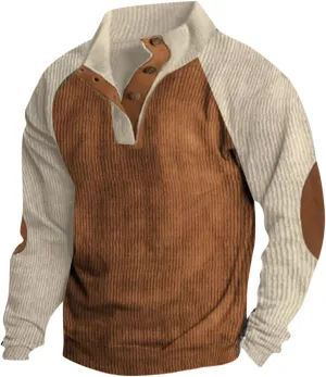 Sweatshirts for Men Vintage Pullover Raglan Long Sleeve Outdoor Stand Collar Shirt Casual Color Block Tops Fall Outfits