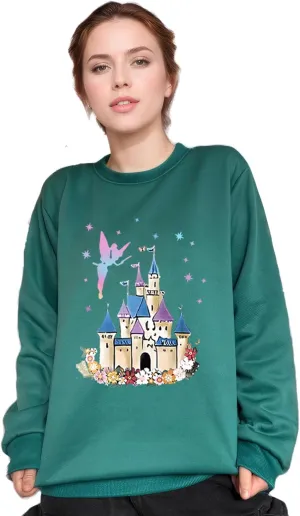 Womens Magical Graphic Sweatshirt Magic Kingdom Long Sleeve Oversize Colorful Castle Pastel Print Hoodies