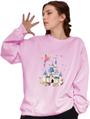 Womens Magical Graphic Sweatshirt Magic Kingdom Long Sleeve Oversize Colorful Castle Pastel Print Hoodies