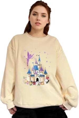Womens Magical Graphic Sweatshirt Magic Kingdom Long Sleeve Oversize Colorful Castle Pastel Print Hoodies